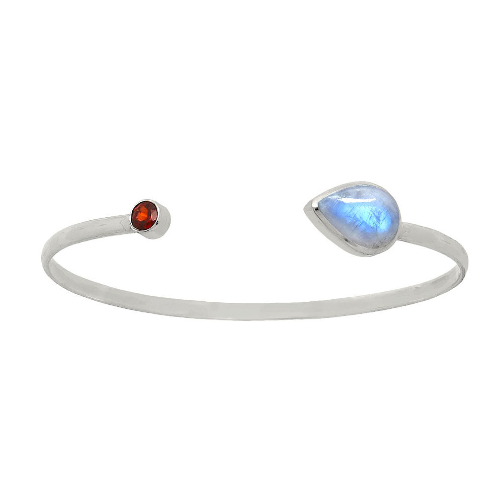 Premium Quality Rainbow Moonstone, Garnet Cuff Bangle Bracelet B-1004 26-EB10123