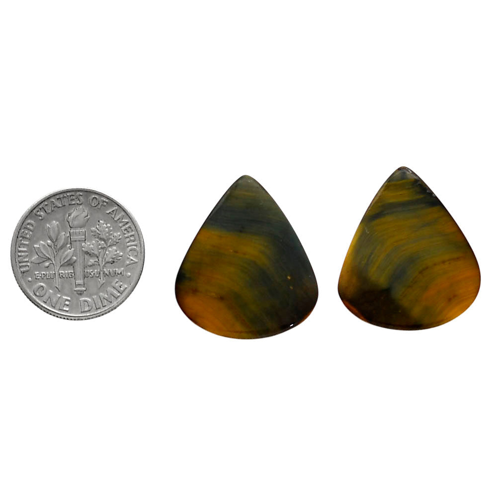 Blue Tiger Eye Pair 19x22.2x4 mm Pear Shape Polished Gemstone LS17-04208