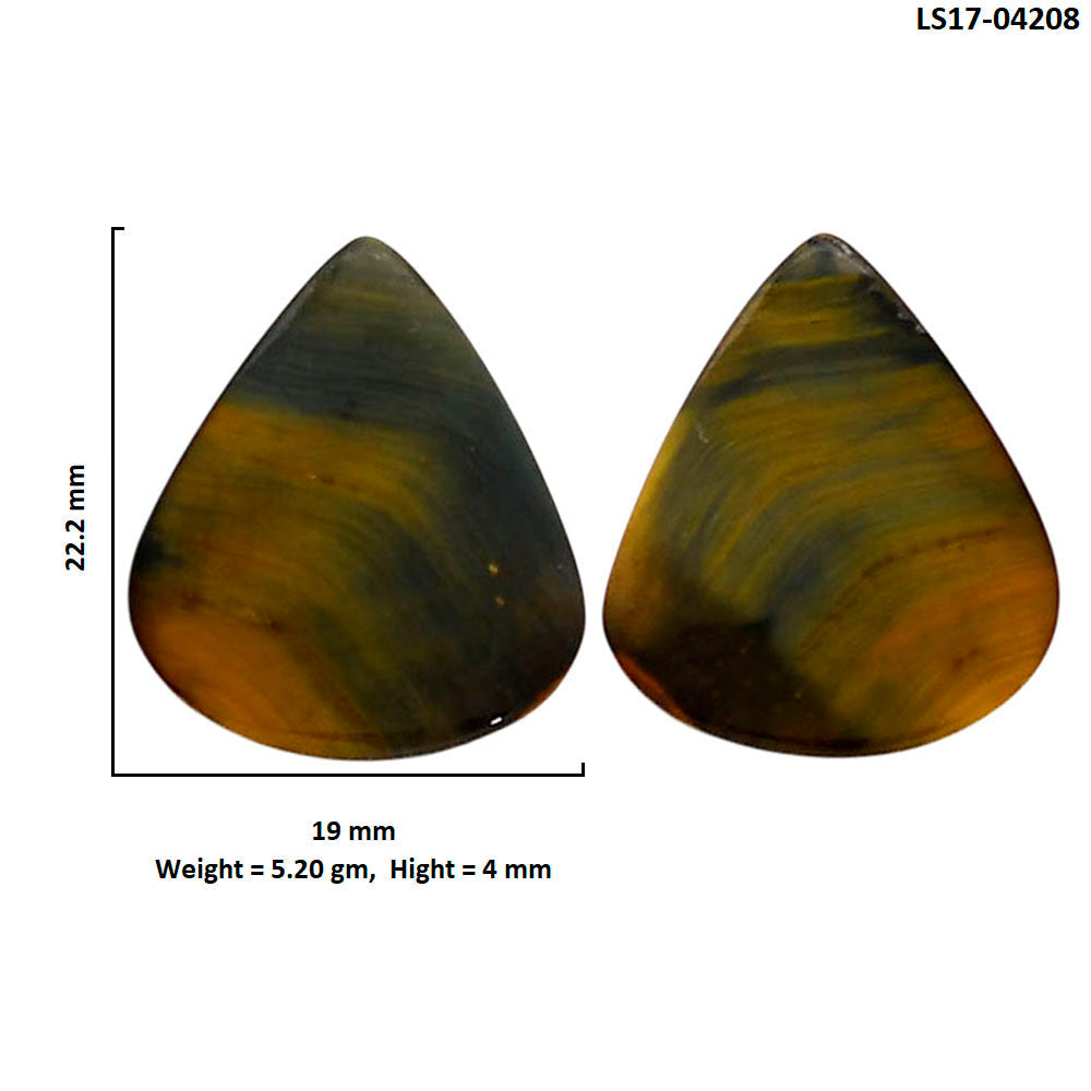 Blue Tiger Eye Pair 19x22.2x4 mm Pear Shape Polished Gemstone LS17-04208